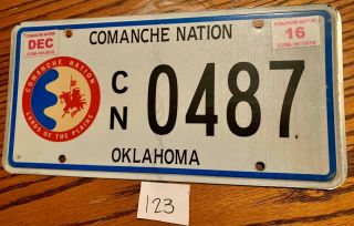 (123) Oklahoma Tribal Indian License Plate Tag - Comanche Nation