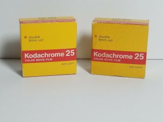 Kodak Kodachrome 25 Color Movie Film - 2 Double 8mm Roll Cameras Daylight Km459