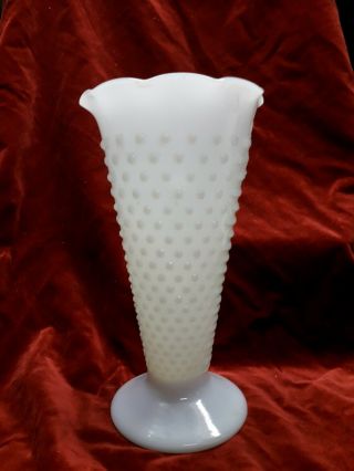 Vintage Anchor Hocking Milk Glass Vase Hobnail