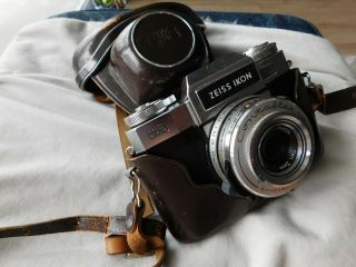 Vintage Zeiss Ikon Contaflex B Camera Leather Case Synchro Compur - X