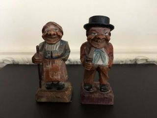 Vintage European/anri? Carved Wood Figures Of A Man And Woman