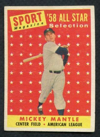 1958 Topps 487 Mickey Mantle A.  S.  Yankees Ex 368544 (kycards)