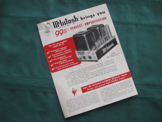 Mcintosh " 99.  6 " Flier Featuring Mc - 60 Amp,  C - 4 & C - 8 Preamplifiers Exc