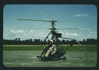 67 - 35mm Red Kodachrome Helicopter Slide - Gyrodyne Xron - 1 Rotocycle Usn 4001