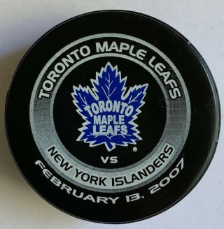 February 13,  2007 Toronto Maple Leafs Vs York Islanders Canada Hockey Puck