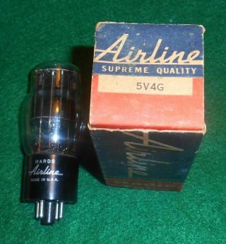 Vintage Us Made Nos Wards Airline 5v4g Vacuum Tube Rectifier - Tests Nos,