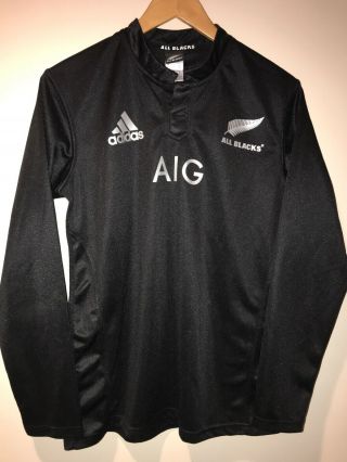 Adidas Zealand All Blacks Men’s Large Long Sleeve Rugby Jersey Shirt Aig 