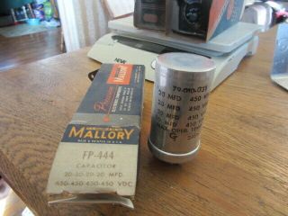 Vintage Mallory Fp - 444 Capacitor Nib Nos - 20 - 20 - 20 - 20 Mfd 450 Volt
