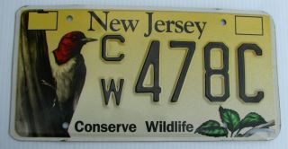 Jersey Conserve Wildlife License Plate " Cw 478c " Nj Woodpecker