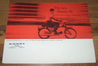1963 Honda 90 Motorcycle Brochure/poster_ca200 Ca - 200_oem_original