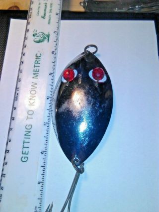 Old Vintage Lure 7 Inch Long Red Eyed Wiggler Spoon With Pat.  Pending Numbers.