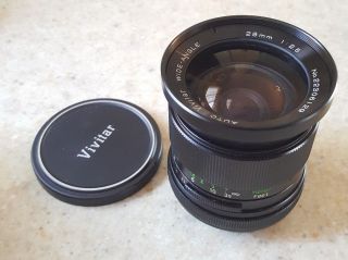 Vintage Vivitar Wide - Angle Lens 28mm 1:2.  5 Auto No.  223306129 With Leather Bag