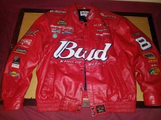 Dale Earnhardt Jr 8 Red Leather Budweiser Nascar Racing Jacket 2xl
