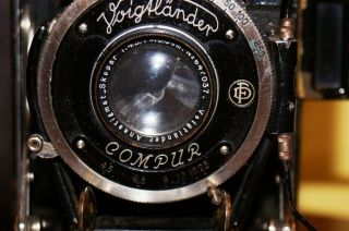 Vintage VOIGTLANDER 1923 COMPUR Folding Camera & 1:4.  5 10.  5cm Skopar Lens & Case 3