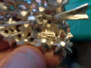 Vintage Silvertone Clear Rhinestone Christmas Tree Pin Brooch 3