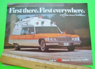 1974 Cadillac Ambulance Big Dlx Color Brochure Miller Meteor Wayne Built Xlnt,