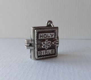 01 Vintage Silver Charm Opening Bible With Lords Prayer