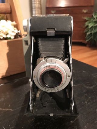 Vintage Kodak Tourist Ii Camera With Kodet Lens And Flash Kodon Shutter Bellows