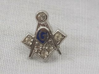 Vintage Sterling Silver Freemasons Masonic Lapel Pin Tie Tack