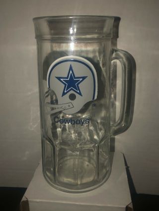 Vintage Nfl Dallas Cowboys Old School Logo Beer Mug/glass