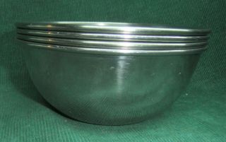 Vollrath Set Of 4 - Stainless Steel Salad Bowls Vintage