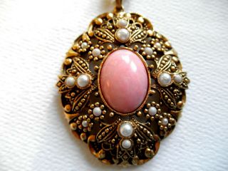 Vintage Avon Pendant Necklace Queen Anne’s Lace Pink 