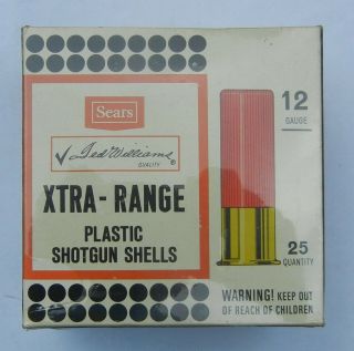 Vintage Sears " Ted Williams " Xtra - Range 12 Guage Shotgun Shell Box