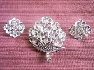 Vintage Sarah Coventry Demi Brooch/pin & Earring Set " Sparkle Lites " 1970