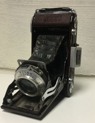 Vintage Folding Camera Paris Kinax Ii France Major Kinn F105 Old Box Brown 1950
