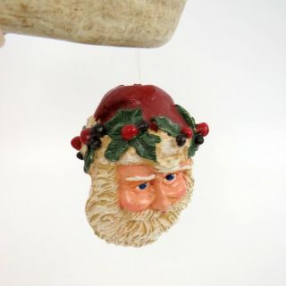 Vintage Silvestri Santa Head Christmas Ornament and Red Boot Toothpick Holder 3