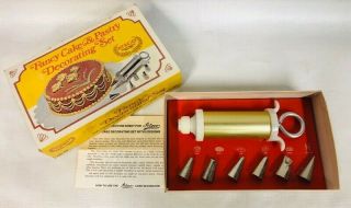 Ateco Fancy Cake And Pastry Decorating Set Vintage 6 Designs No 701 Nos