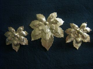 Vintage Sarah Coventry Demi Brooch/pin & Earring Set " Golden Maple " 1956