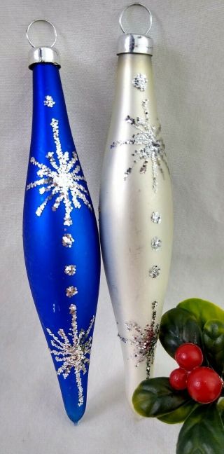 Vintage Christmas Ornament Icicles 2 Mercury Glass Teardrops 3 1/2 Inches Long