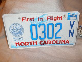 North Carolina Specialty License Plate Tag Us Navy Veteran 2013