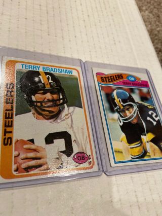 Terry Bradshaw 1977 Topps 245 & 1978 Topps 65 Vintage Steelers Football (k)