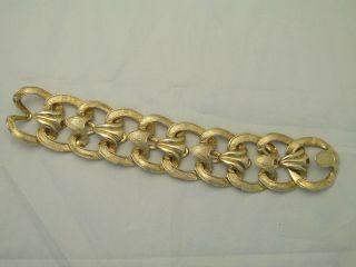 Vintage Gold - Tone Textured Chunky Link Bracelet Costume Jewelry