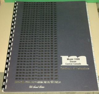Marantz Model 3300 Stereo Control Console Handbook Of Instructions
