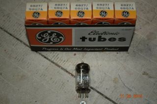 Vintage Sleeve Of 5 Nos Ge 6bz7a 6bz7 Tubes Test Great Matching Code Dates