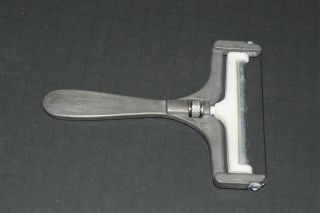 Vintage Adjustable Cheese Slicer Cast Aluminum Wire Cutter W/ Roller Bar