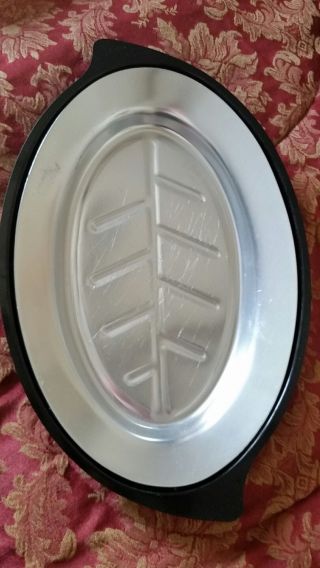 Vintage Nordic Ware Sizzler Stainless Steel Steak Plates Bakelite Platters