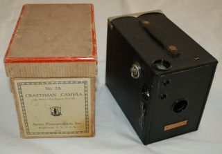 Vintage Ansco No.  2a Craftsman Box Camera W/ Box Euc