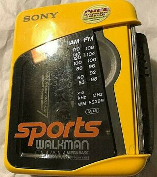 Vintage Sony Sports Walkman Fm/am Mega Bass Dolby (yellow) -