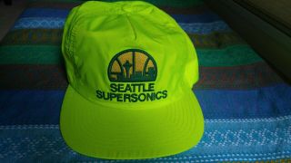 Vintage Seattle Supersonics Sonics Mitchell Ness Snapback Hat Satin