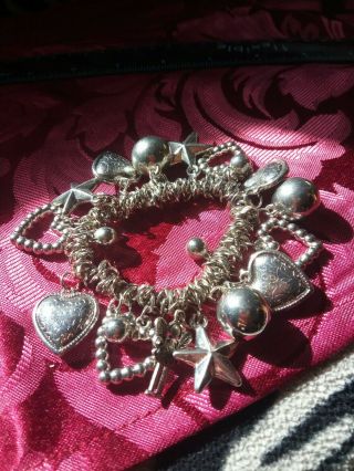 Vintage Links Style Silver Plated Love Charm Bracelet