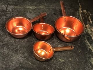 Copper Metal Measuring Cup Set Of 4 Ltweight Vintage Set 1/4,  1/3,  1/2,  And 1 C