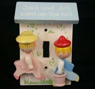 Irmi Light Switch Cover Vintage Wood Nursery Rhyme Jack And Jill Pastel Plate