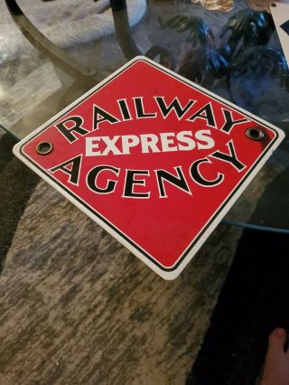 Old Railroad Sign Railway Express Agency Porcelain Sign