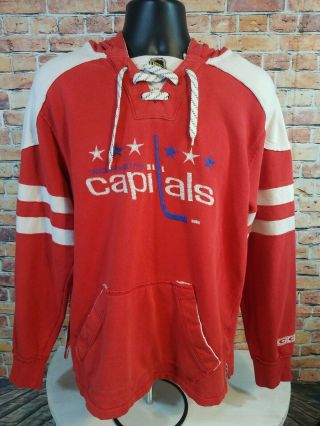Vintage Washington Capitals Nhl Hockey Hoodie Sweatshirt Jersey Mens Medium Ccm
