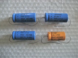 3 X Nos 40uf & 1 X Nos 20uf @ 450 V Sprague Vintage Atom Electrolytic Capacitors