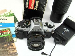 35mm Canon Ae - 1 Program Slr Camera,  Lens,  & Accessories